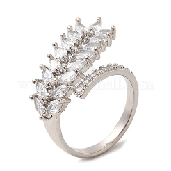 Cubic Zirconia Ear of Wheat Open Cuff Ring&nbsp;RJEW-M151-01P