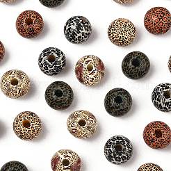 40Pcs 5 Colors Printed Schima Wood Beads&nbsp;WOOD-FS0001-47