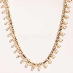 Brass Pave Cubic Zirconia Horse Eye Fringe Tennis Necklaces for Women&nbsp;WG35F58-02
