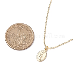 Brass Ball Chain Oval Virgin Mary Pendant Necklaces for Women&nbsp;NJEW-JN05120