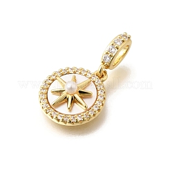 Brass Micro Pave Cubic Zirconia Pendants&nbsp;KK-D255-13G