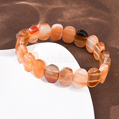 Dyed & Heated Natural Banded Agate Faceted Beaded Stretch Bracelets for Women&nbsp;BJEW-K251-07I
