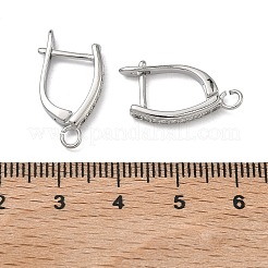 Brass Micro Pave Clear Cubic Zirconia Hoop Earring Findings&nbsp;KK-H256-18P