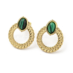 Ion Plating(IP) Real 18K Gold Plated 304 Stainless Steel Ring Stud Earrings&nbsp;EJEW-Z041-01A