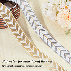 12M Polyester Jacquard Leaf Ribbon&nbsp;OCOR-OC0001-46C