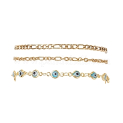 304 Stainless Steel Cable Chains & Evil Eye Lampwork Link Chains Bracelets for Women&nbsp;BJEW-JB12449-02