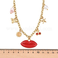 304 Stainless Steel with Plastic Bib Necklaces for Women&nbsp;NJEW-K300-05G