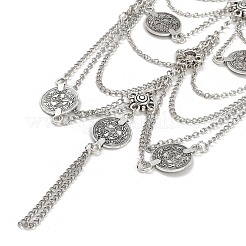 Bohemian Multi-layer Chain Alloy Coin Tassel Toe Ring Anklets for Women&nbsp;AJEW-B107-01P