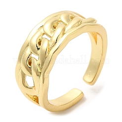 Rack Plating Brass Curb Chains Open Cuff Rings&nbsp;RJEW-R138-02G
