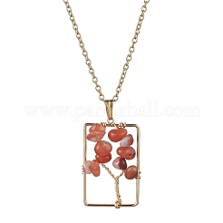 Natural mixed Gemstone with Brass Pendant Necklaces&nbsp;NJEW-JN04678