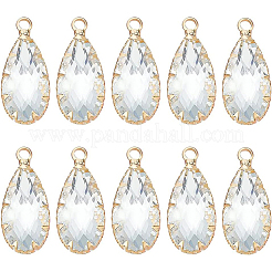 10Pcs Brass Glass Pendants&nbsp;KK-BC0001-93