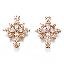 Brass Micro Pave Clear Cubic Zirconia Links Connectors&nbsp;X-KK-S359-146-RS
