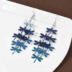 430 Stainless Steel Dragonfly Dangle Earrings&nbsp;EJEW-A137-04P-02