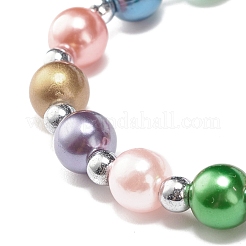 Imitation Pearl Beaded Stretch Bracelet with Drop Charm for Kids&nbsp;BJEW-JB07638