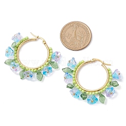 Glass Hoop Earrings&nbsp;EJEW-TA00589-01