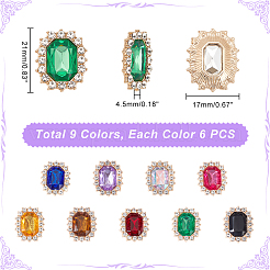 54Pcs 9 Colors Glass Rhinestone Cabochons&nbsp;ALRI-GA0001-02