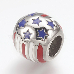 316 Surgical Stainless Steel Enamel European Beads&nbsp;STAS-G164-91P