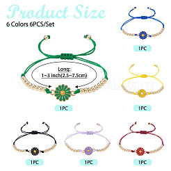 6Pcs 6 Colors Alloy Enamel Link Bracelets for Women&nbsp;BJEW-TAC0042