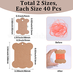80Pcs 2 Styles Bone Shape Paper Thread Winding Boards&nbsp;SENE-SC0001-05