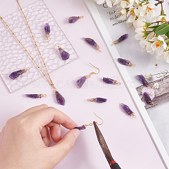 16Pcs Raw Rough Natural Amethyst Copper Wire Wrapped Pendants&nbsp;PALLOY-AB00104