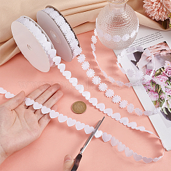2 Rolls 2 Styles Heart & Flower Polyester Lace Ribbon&nbsp;OCOR-PH0004-66A