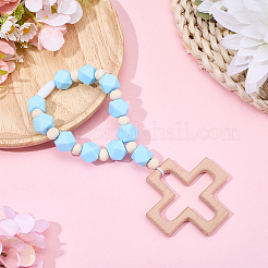 Wood & Silicone Beads Hanging Ornametns&nbsp;HJEW-BM00070