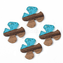 Transparent Resin & Walnut Wood Pendants&nbsp;RESI-S389-052B-B03