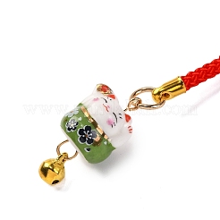 Porcelain Fortune Cat Pendant Decoration&nbsp;HJEW-G027-03