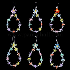 6Pcs 6 Styles Colorful Flower Resin Beaded Chain Mobile Straps&nbsp;AJEW-FG0007-34