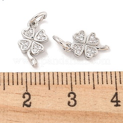 Rack Plating Brass Micro Pave Clear Cubic Zirconia Charms&nbsp;KK-Q814-08P
