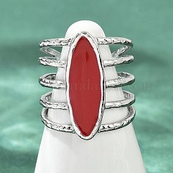 Horse Eye 304 Stainless Steel Enamel Cuff Rings for Women&nbsp;RJEW-G355-04P-02