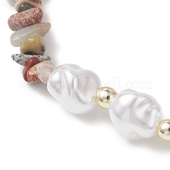 Natural Mixed Gemstone Chips Bead Stretch Bracelets for Women&nbsp;BJEW-JB13237