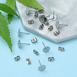 100Pcs 304 Stainless Steel Stud Earring Findings&nbsp;STAS-YW0001-43C