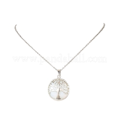 3Pcs Synthetic Turquoise & Opalite & Synthetic Malachite Brass Pendant Necklaces&nbsp;NJEW-JN05492