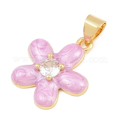 Brass Micro Pave Clear Cubic Zirconia Pendants&nbsp;KK-C170-26G