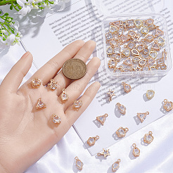 80Pcs 8 Styles Alloy Pendants&nbsp;ZIRC-SP0001-13KCG
