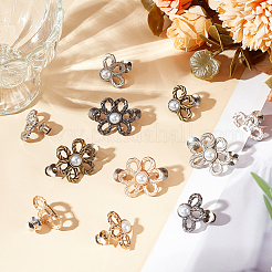 24Pcs 6 Colors Flower Shape Plastic Bead with Zinc Alloy Adjustable Jean Button Pins&nbsp;FIND-GO0002-80