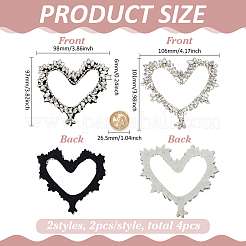 4Pcs 2 Styles Glass Rhinestone Iron on/Sew on Patches&nbsp;PATC-FG0002-71