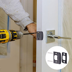 201 Stainless Steel & Wood & Iron Door Strike Plate with Shim&nbsp;FIND-CA0011-35EB