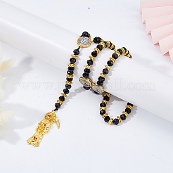 Faceted Rondelle Glass Rosary Bead Necklaces&nbsp;NJEW-DC00014