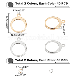 80Pcs 2 Colors 304 Stainless Steel Leverback Earring Findings&nbsp;STAS-UN0038-39