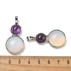Opalite & Natural Amethyst Pendants&nbsp;G-G147-06P-06