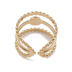 Ion Plating(IP) 304 Stainless Steel Triple Line Open Cuff Ring Findings&nbsp;RJEW-G285-32G