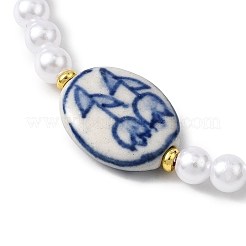 ABS Plastic Imitation Pearl & Handmade Porcelain Beads Bracelets&nbsp;BJEW-JB12837