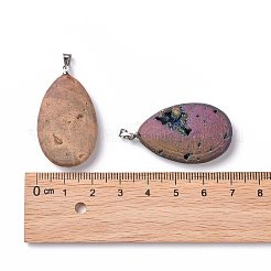 Electroplate Natural Druzy Agate Pendants&nbsp;G-T112-09