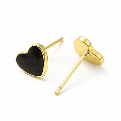 Enamel Heart Stud Earrings&nbsp;EJEW-H093-16G