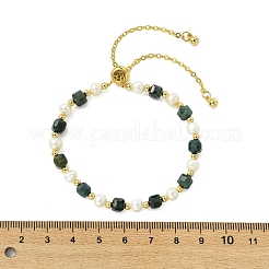 Adjustable Natural Gemstone & Cultured Freshwater Pearl Beads Slider Bracelets for Women&nbsp;BJEW-JB13609