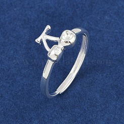925 Sterling Silver Adjustable Finger Rings for Women&nbsp;RJEW-P157-01S