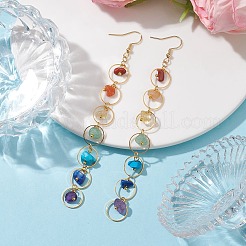 7 Chakra Theme Natural & Synthetic Mixed Gemstone Chips Dangle Earrings&nbsp;EJEW-JE05703-02