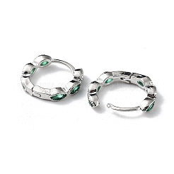 Green Cubic Zirconia Horse Eye Wrap Hoop Earrings&nbsp;EJEW-K083-34P-C